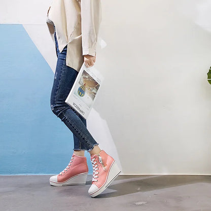 Funki Findz | Boots | Women's High Platform Zipper Sneakers