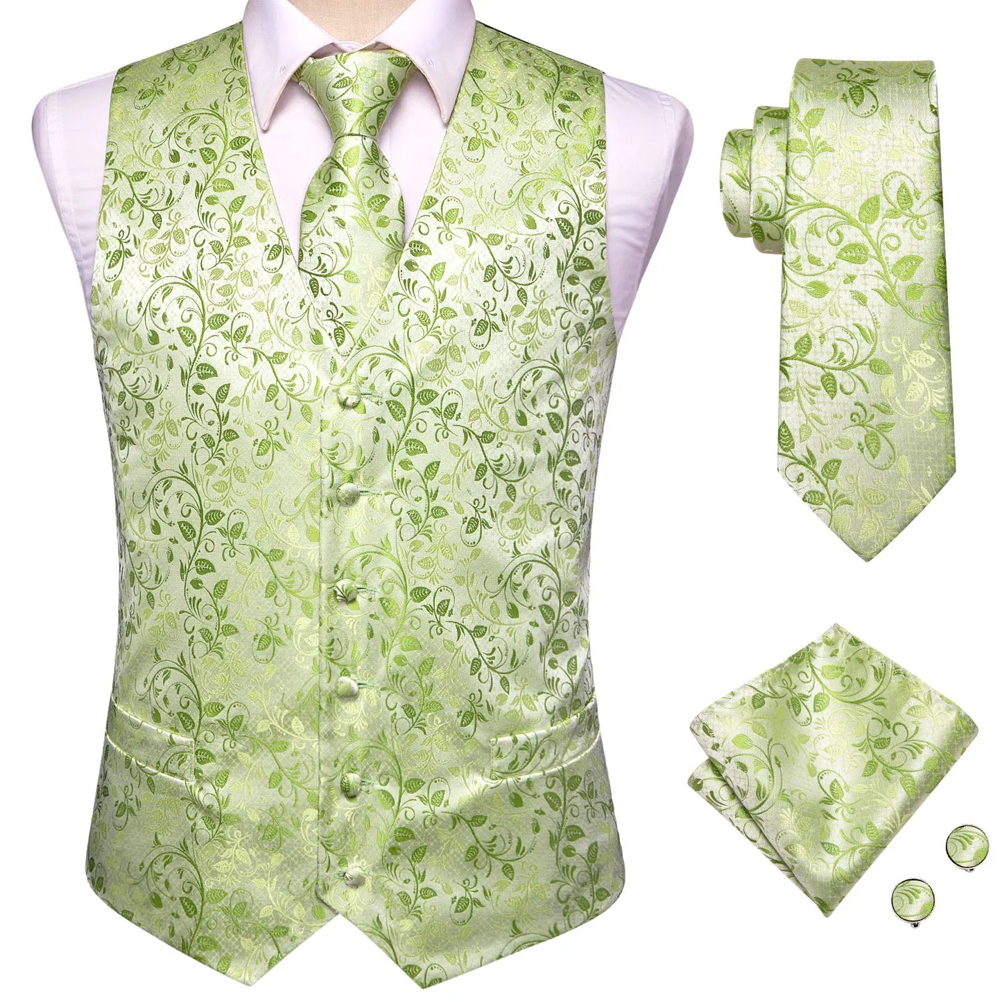 Funki Findz | Vests | Men's Formal 4 Pcs Silk Slim Waistcoat Sets