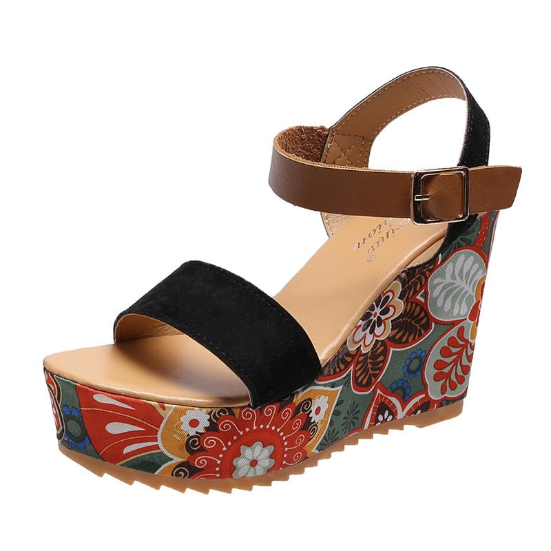 Funki Findz | Shoes | Women's Floral Platform Wedge Sandals