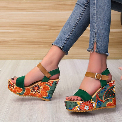Funki Findz | Shoes | Women's Floral Platform Wedge Sandals