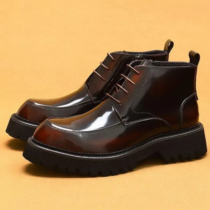 Funki Findz | Boots | Men's Leather Chunky Heel Dress Boots