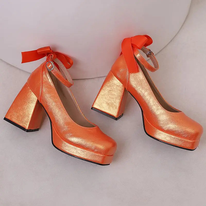 Funki Findz | Shoes | Women's Square Toe Block Heel Platforms