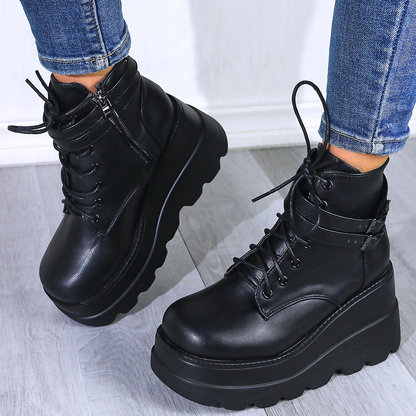 Funki Findz | Boots | Women's High Platform Buckle Ankle Boots