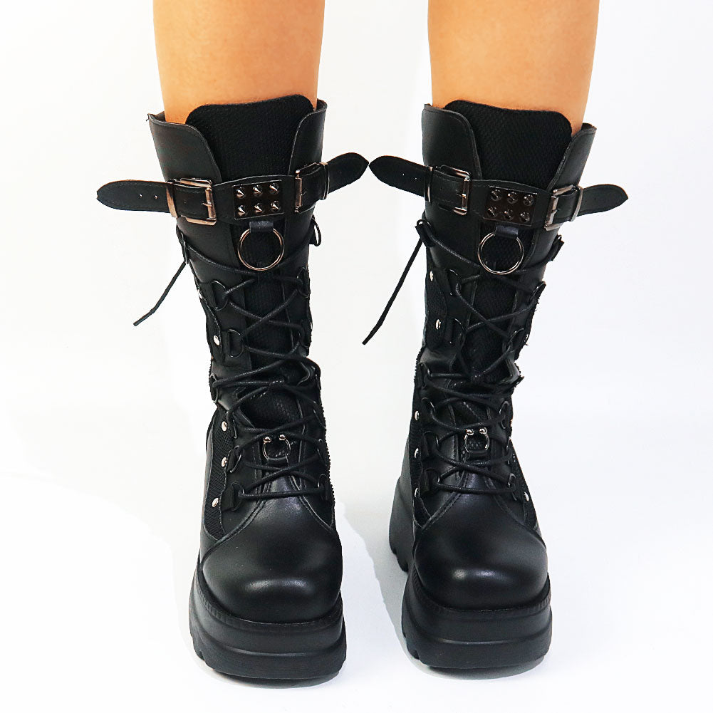 Funki Findz | Boots | Women's Punk High Platform Wedge Boots