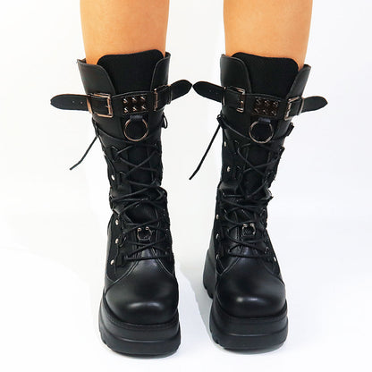 Funki Findz | Boots | Women's Punk High Platform Wedge Boots