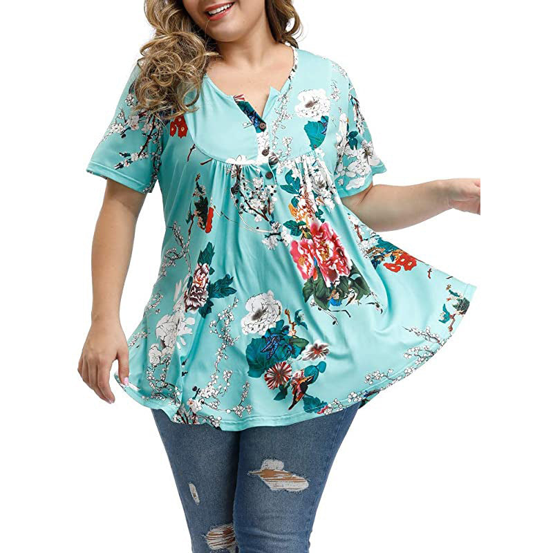 Funki Findz | Shirts | Women's Plus Floral Print Loose Fit Shirts