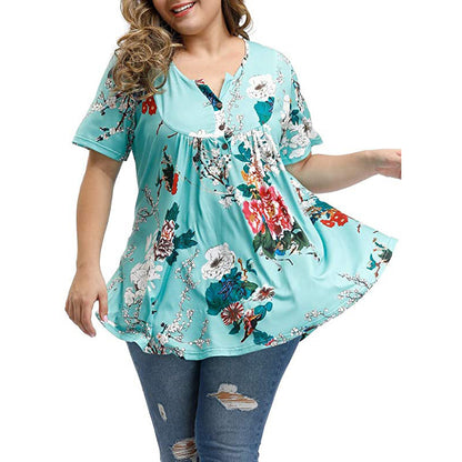 Funki Findz | Shirts | Women's Plus Floral Print Loose Fit Shirts