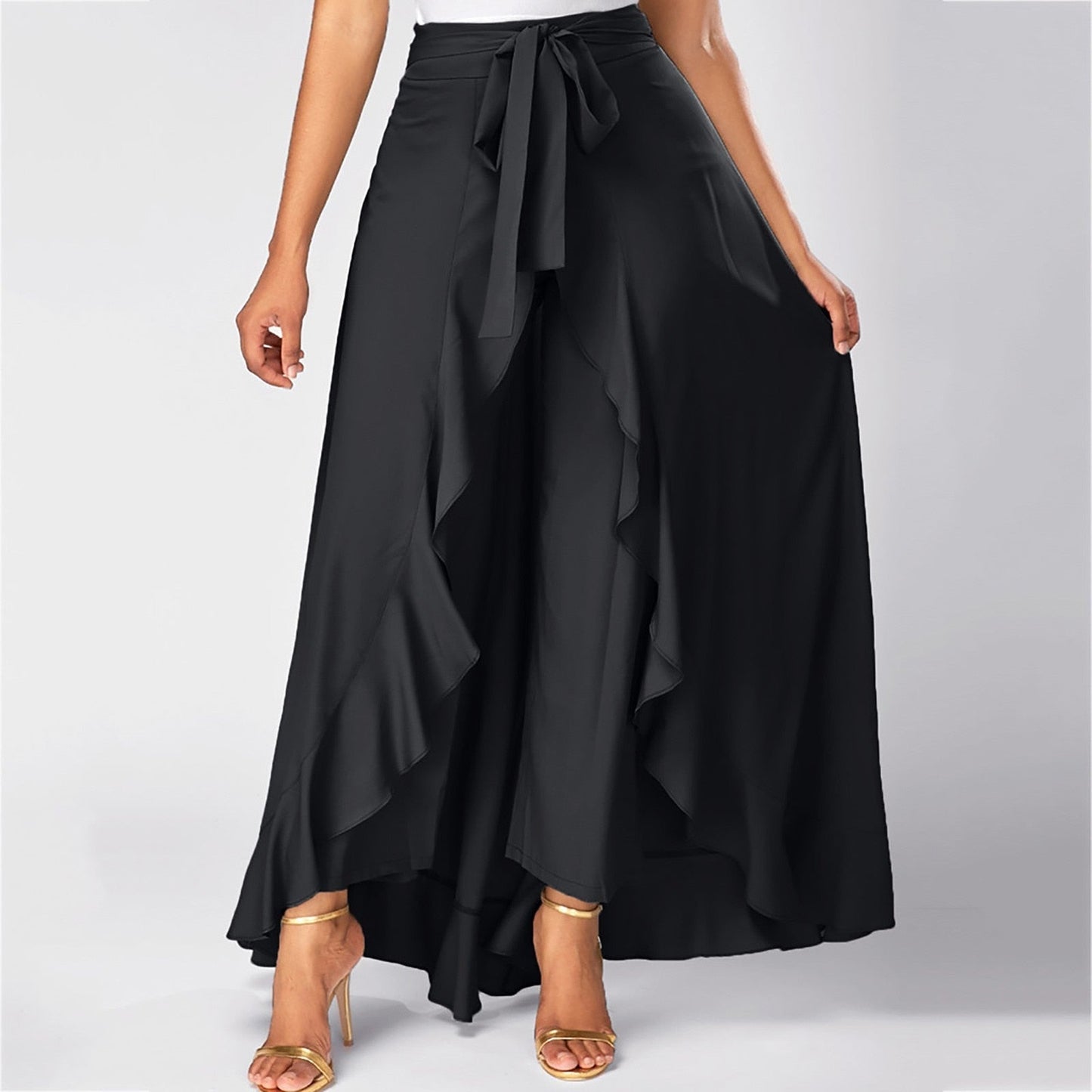 Funki Findz | Skirts | Women's Elegant Long Ruffled Skirt Pants