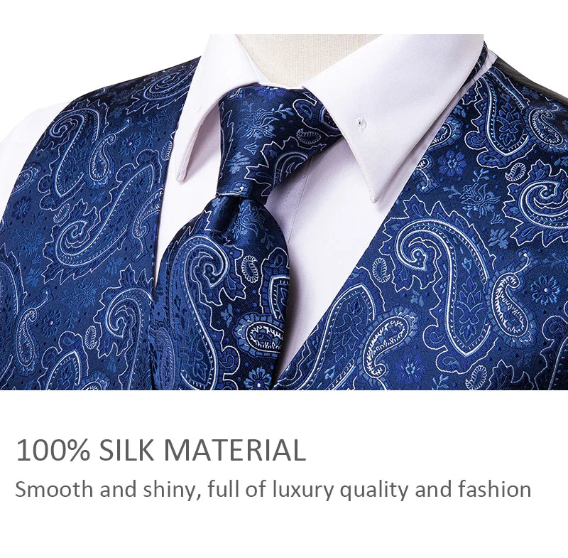 Funki Findz | Vests | Men's Formal 4 Pcs Silk Slim Waistcoat Sets