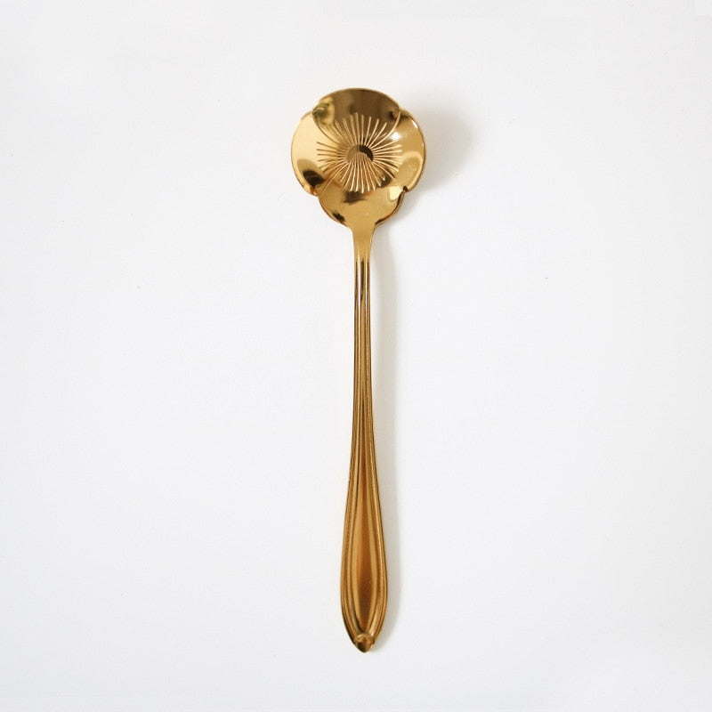 Funki Findz | Spoons | Vintage Gold Flower Coffee Spoons 8 Pcs