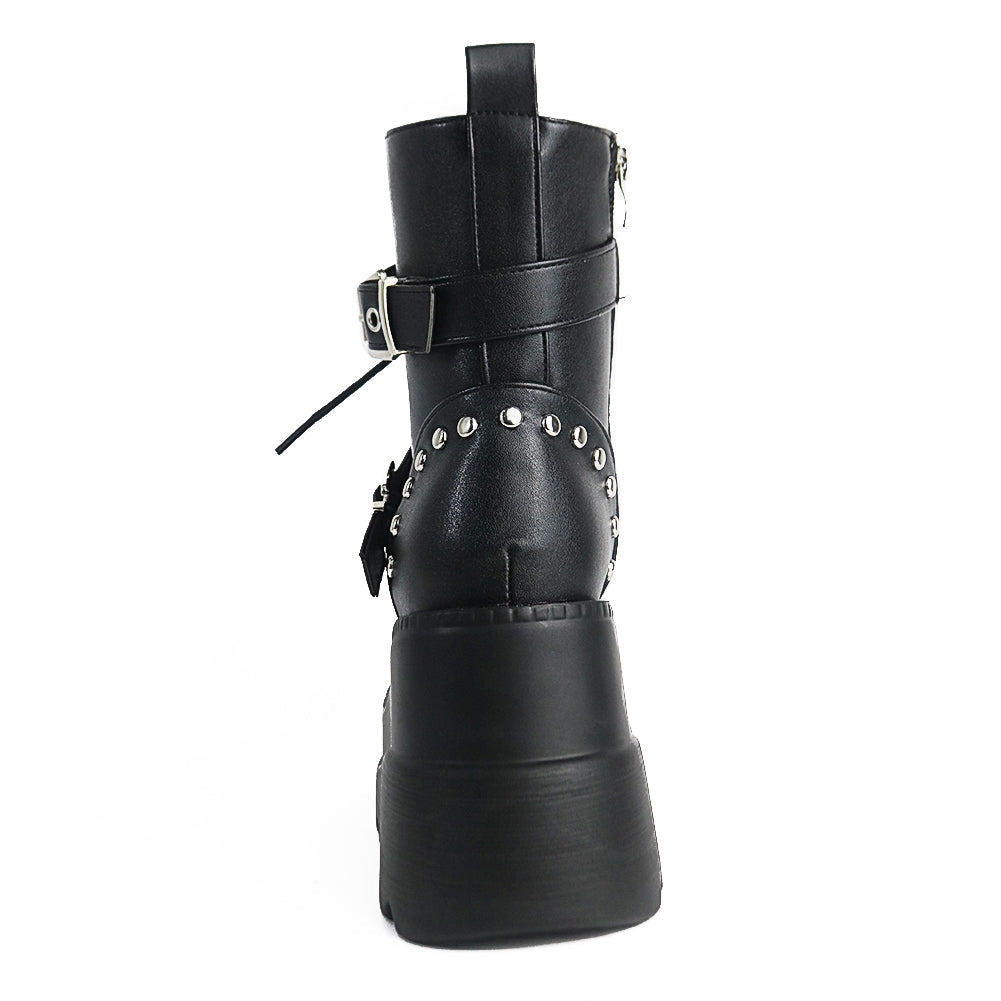 Funki Findz | Boots | Women's Punk Platform Ankle Wedge Boots