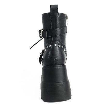 Funki Findz | Boots | Women's Punk Platform Ankle Wedge Boots