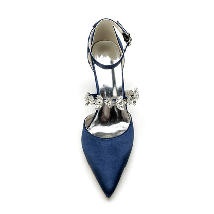 Funki Findz | Shoes | Women's Satin Crystal Block Heeled Shoes