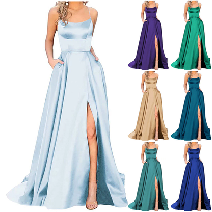 Funki Findz | Dresses | Women's Elegant Long Satin Prom Dress