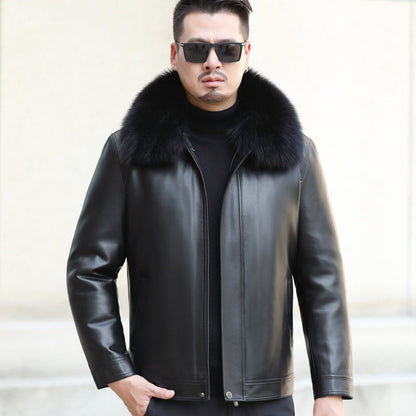 Funki Findz | Jackets | Men's Leather Fleece, Duck Down Jacket