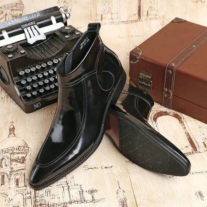 Funki Findz | Boots | Men's Leather Patent Formal Dress Boots