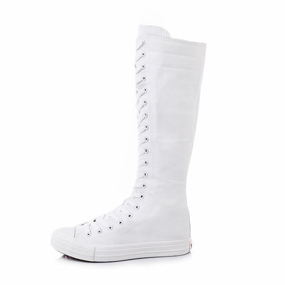 Funki Findz | Boots | Women's Lace Up Canvas Knee High Boots