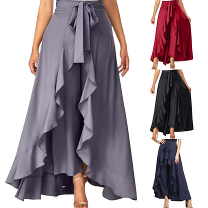 Funki Findz | Skirts | Women's Elegant Long Ruffled Skirt Pants