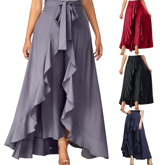Funki Findz | Skirts | Women's Elegant Long Ruffled Skirt Pants
