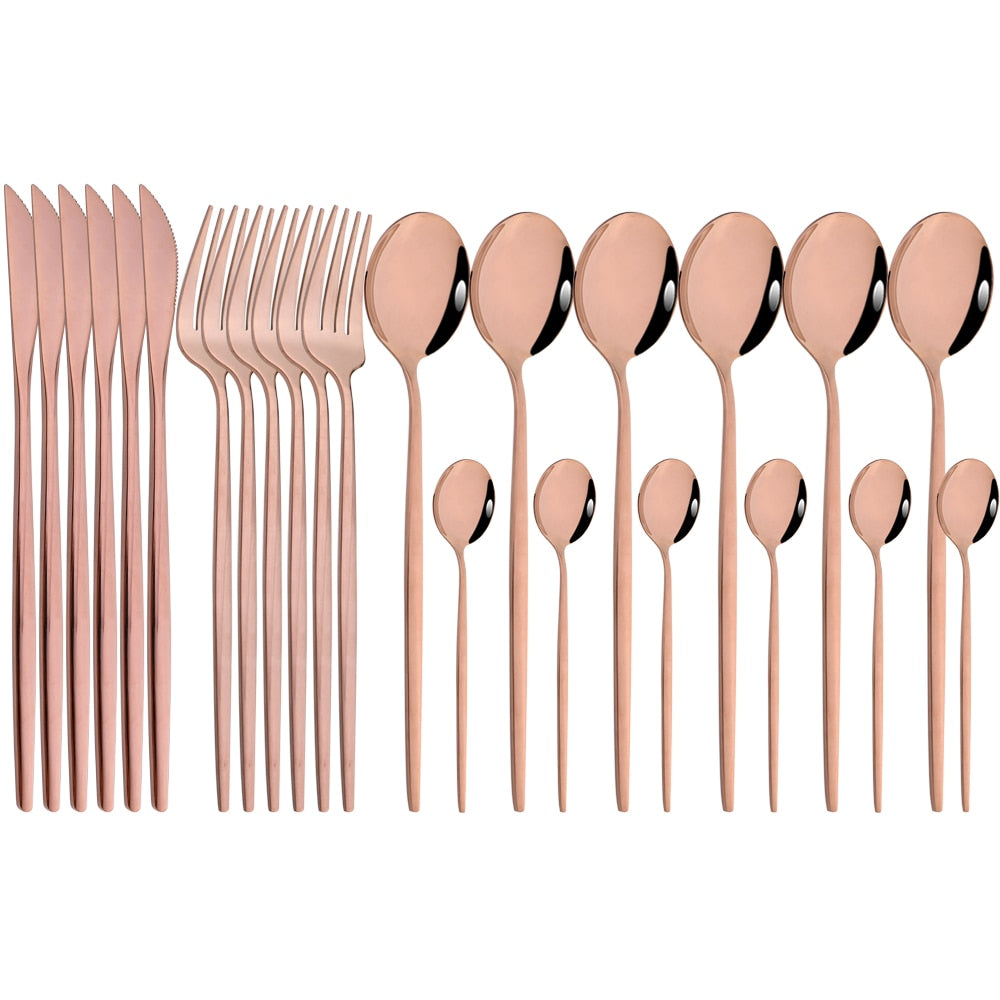Funki Findz | Cutlery Sets | Gold Stainless Steel Mirror Polish 24 Set