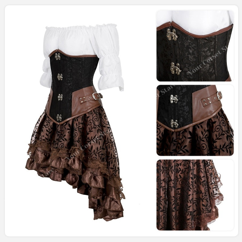 Funki Findz | Dresses | Women's Steampunk Top Corset Skirt Set