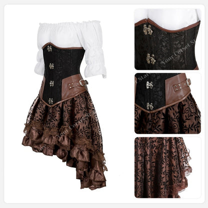 Funki Findz | Dresses | Women's Steampunk Top Corset Skirt Set