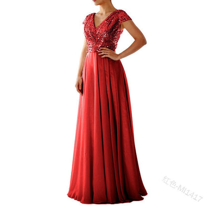 Funki Findz | Dresses | Women's Sequin Chiffon Evening Dress