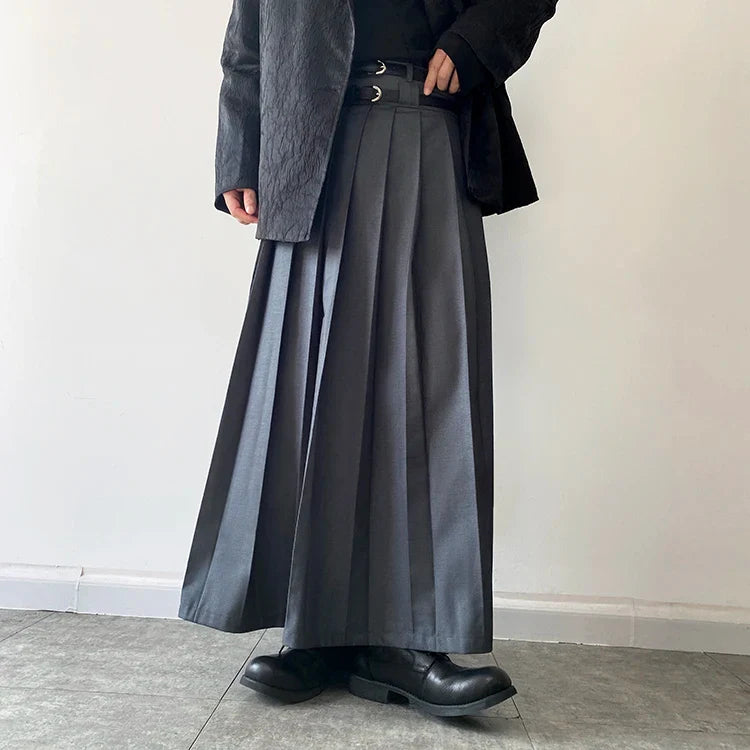 Funki Findz | Skirts | Men's Japanese High Waist Long Pleat Skirt
