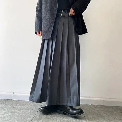 Funki Findz | Skirts | Men's Japanese High Waist Long Pleat Skirt