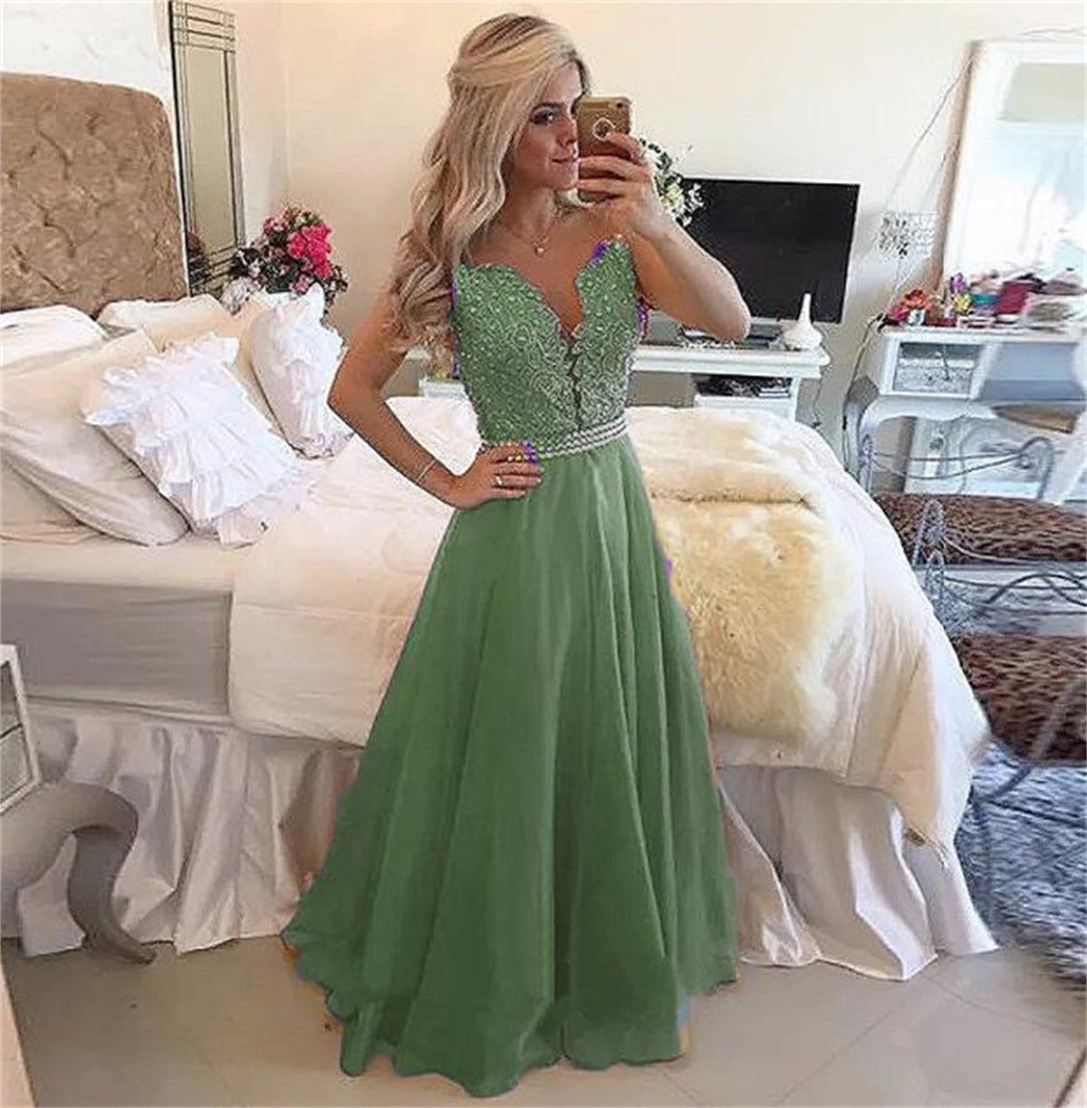 Funki Findz | Dresses | Women's Chiffon Beaded Prom Dress
