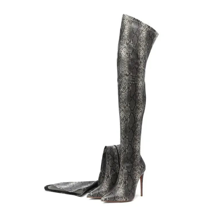 Funki Findz | Boots | Women's Snake Print Cloth Long Boots