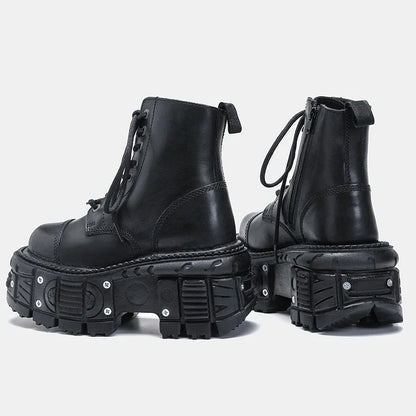 Funki Findz | Boots | Women's Leather Dark Punk Lace Up Boot