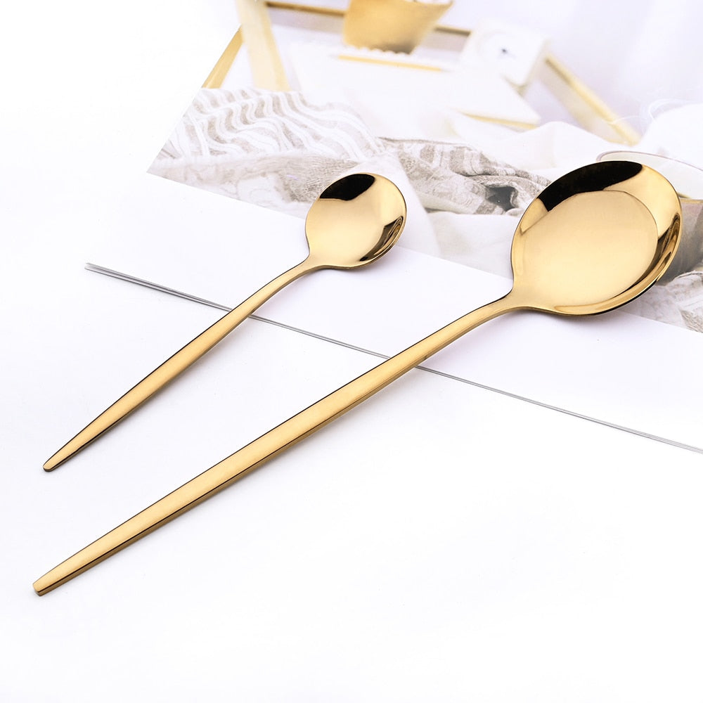 Funki Findz | Cutlery Sets | Gold Stainless Steel Mirror Polish 24 Set