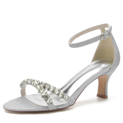 Funki Findz | Shoes | Women's Crystal Mid Heel Wedding Sandal