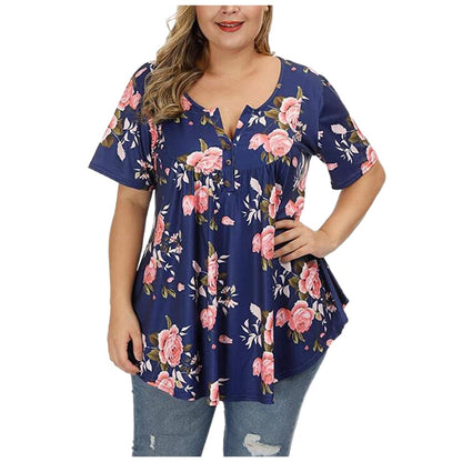 Funki Findz | Shirts | Women's Plus Floral Print, Loose Fit Tops