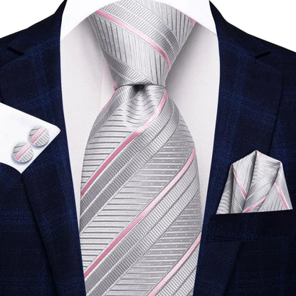 Funki Findz | Neckties | Men's 3pcs White Silk Wedding Tie Sets