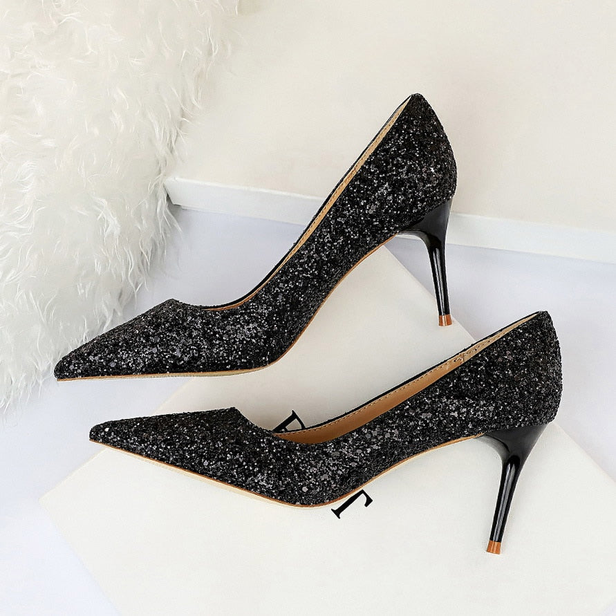 Funki Findz | Shoes | Women's High Heel Glitter Prom Pumps