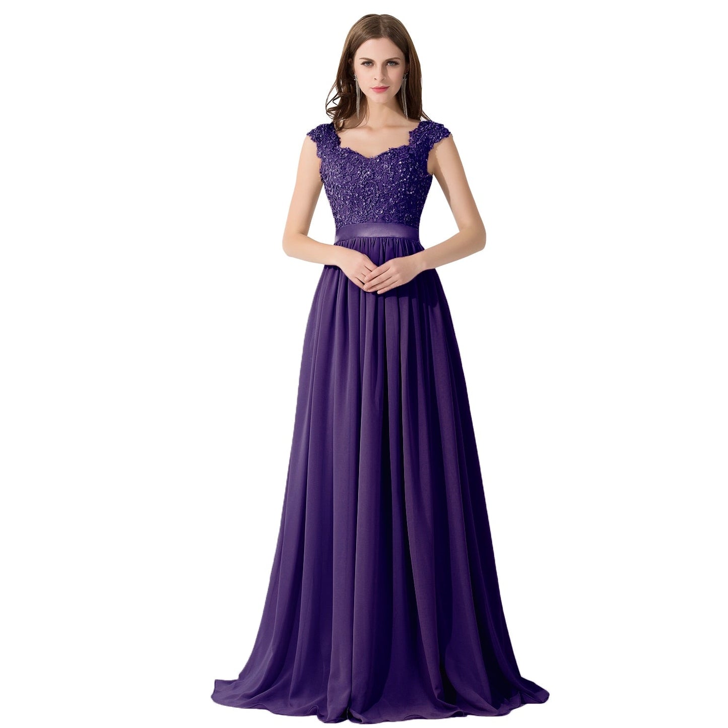 Funki Findz | Dresses | Women's Long Chiffon Satin Lace Dress