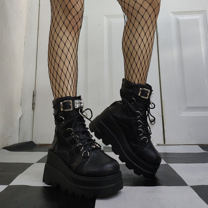 Funki Findz | Boots | Women's Punk High Platform Wedge Boots