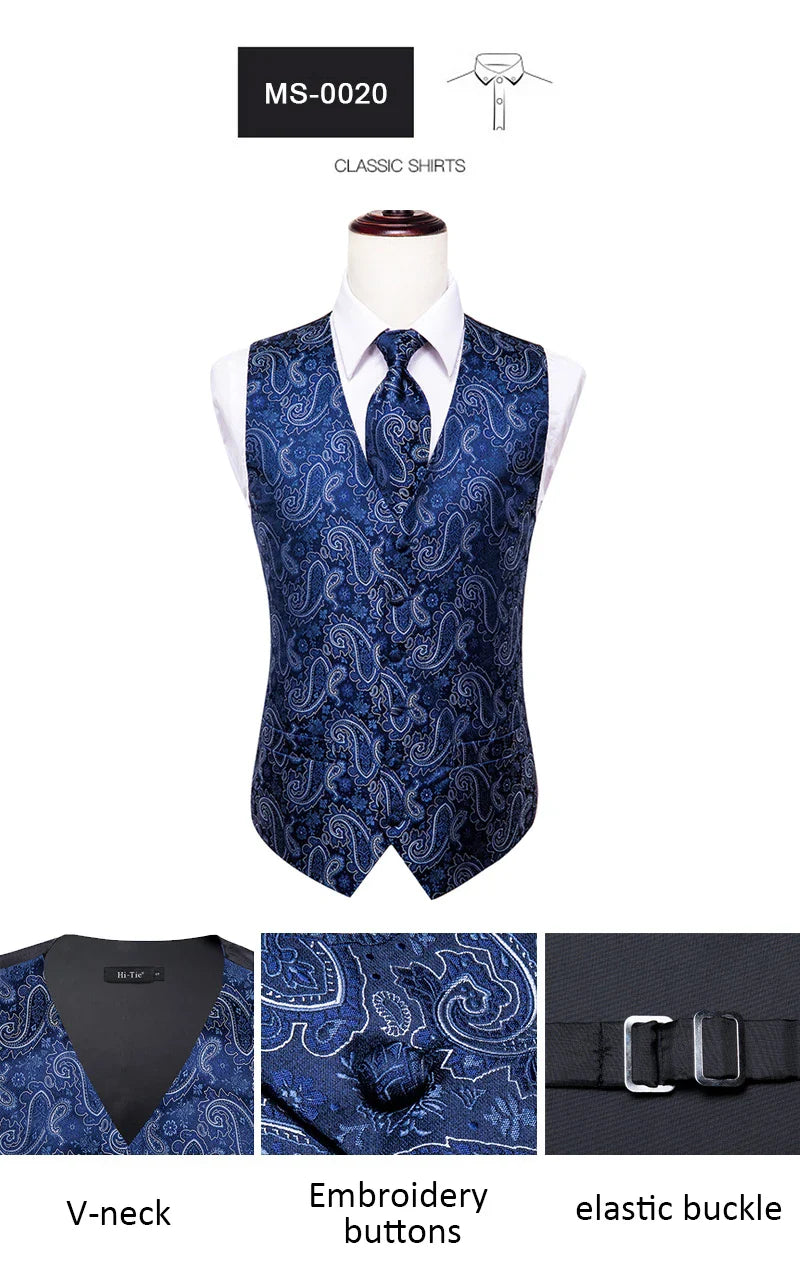 Funki Findz | Vests | Men's Formal 4 Pcs Silk Slim Waistcoat Sets