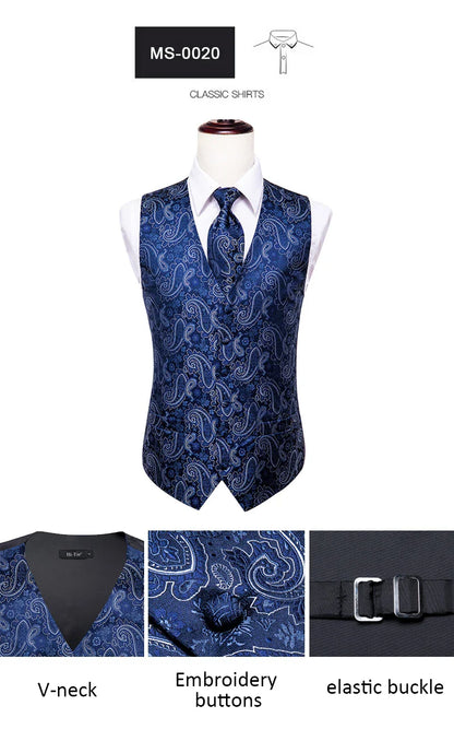 Funki Findz | Vests | Men's Formal 4 Pcs Silk Slim Waistcoat Sets