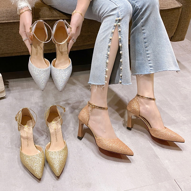 Funki Findz | Shoes | Women's Sparkly Gold Silver Bridal Heels