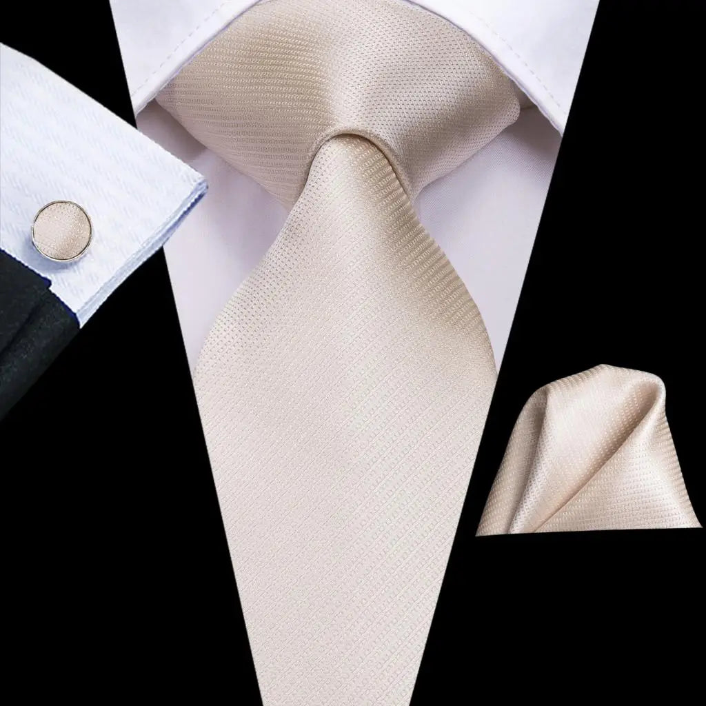 Funki Findz | Neckties | Men's 3pcs White Silk Wedding Tie Sets