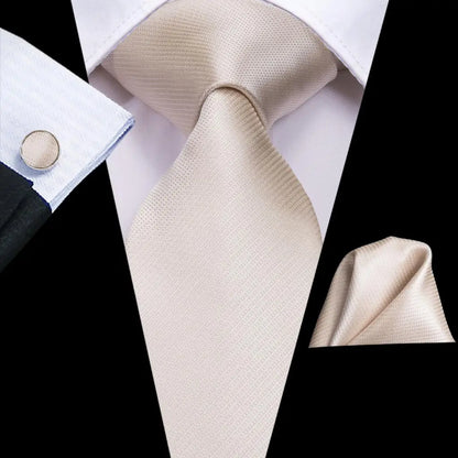 Funki Findz | Neckties | Men's 3pcs White Silk Wedding Tie Sets