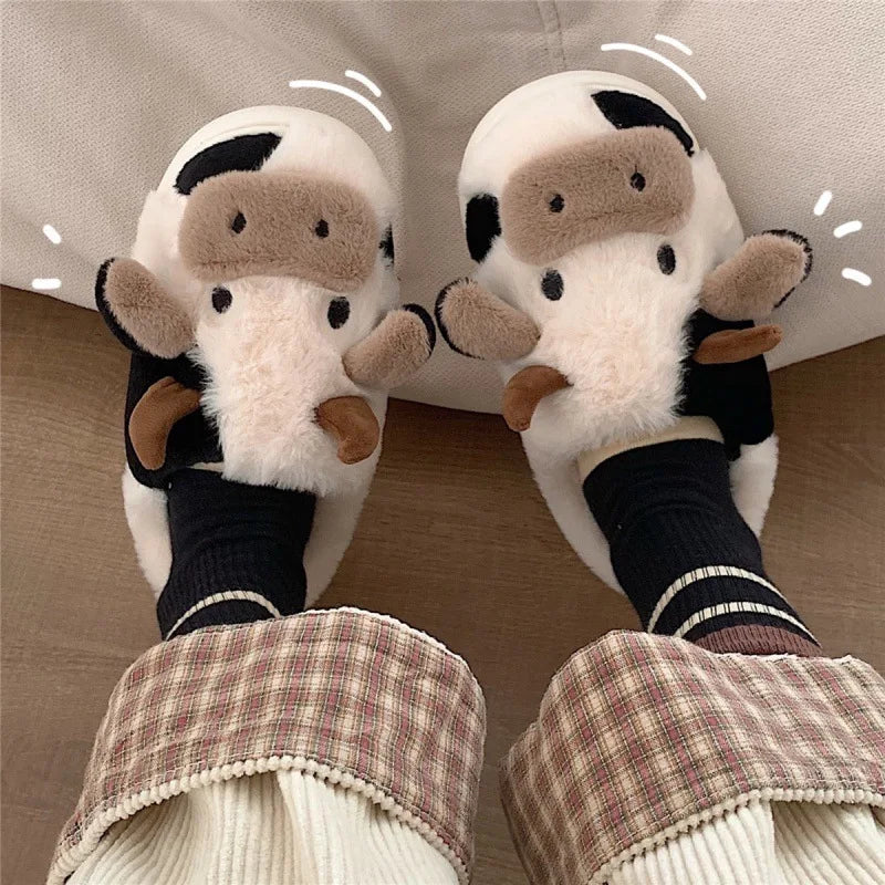 Funki Findz | Shoes | Women's Cute Plush Warm Cow Slippers