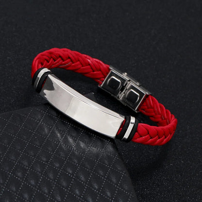 Funki Findz | Bracelets | Unisex Titanium Woven Leather Bracelet