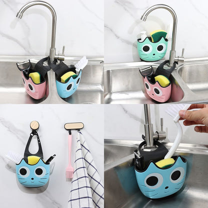 Funki Findz | Sink Caddies | Cute Cat Faucet Bath Sponge Holder | 3 Pcs