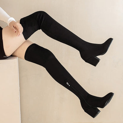 Funki Findz | Boots | Women's Square Mid Heel Over Knee Boots
