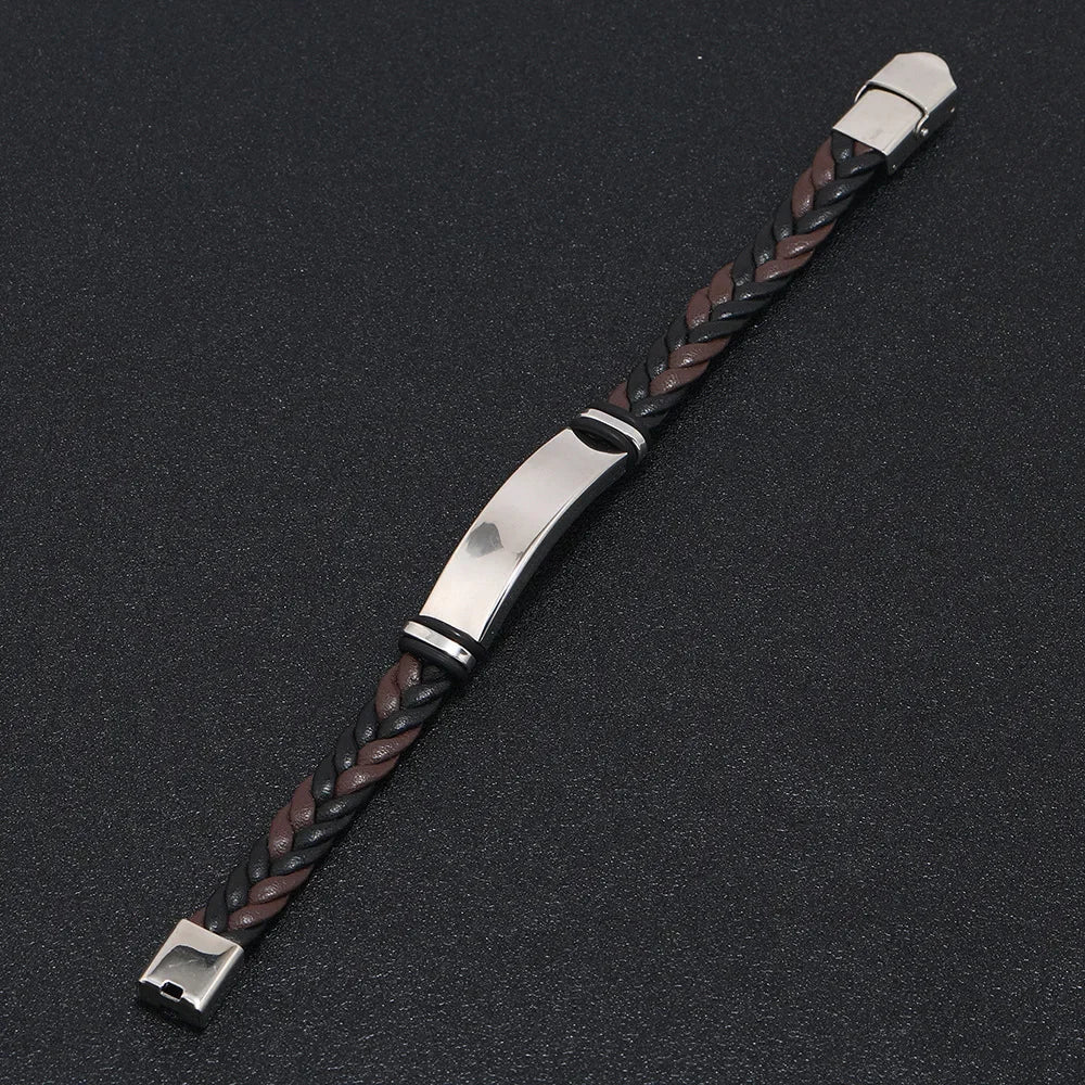 Funki Findz | Bracelets | Unisex Titanium Woven Leather Bracelet