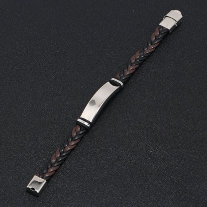 Funki Findz | Bracelets | Unisex Titanium Woven Leather Bracelet